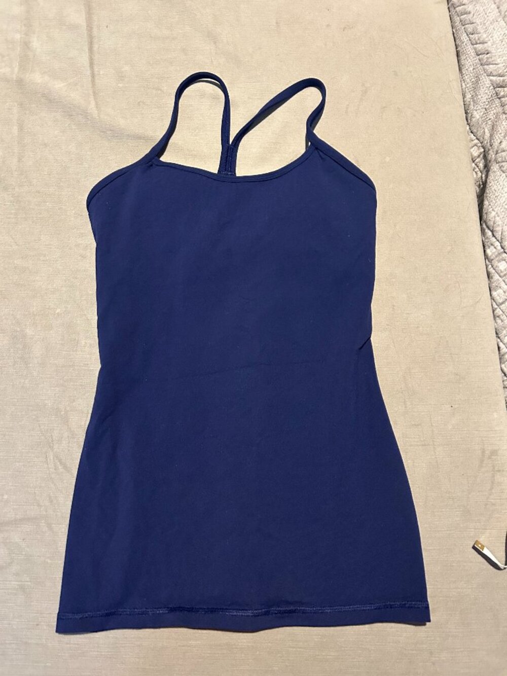 LULULEMON Power Y Tank Top *Luon Navy Blue Built In Bra Size 4
